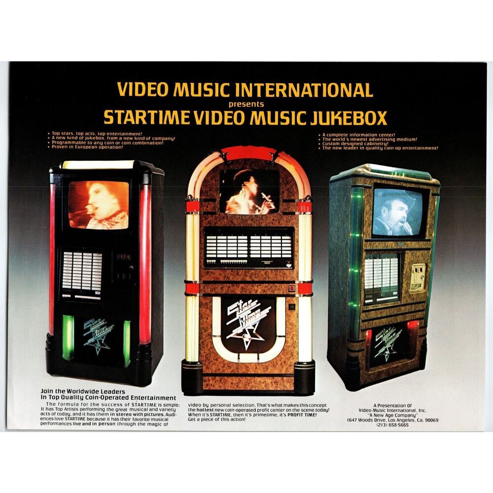 The Video Music International Jukebox FLYER Visual Phonograph Star Time Promo